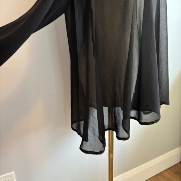 LOB Collection, Women's Knit Long Sleeve Top with a Chiffon Body, Black, SZ M - Picture 5 of 9